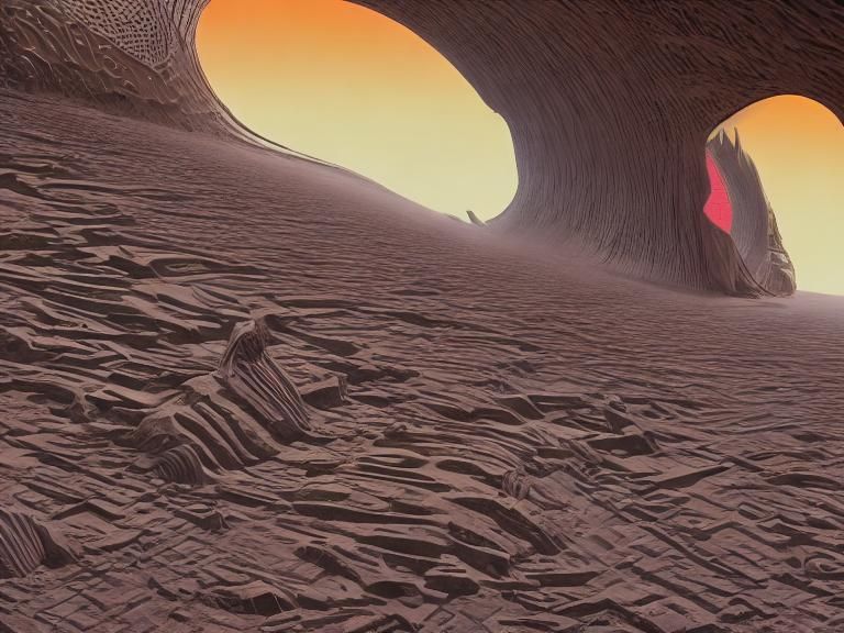 Surreal Desert City with Angular Structures