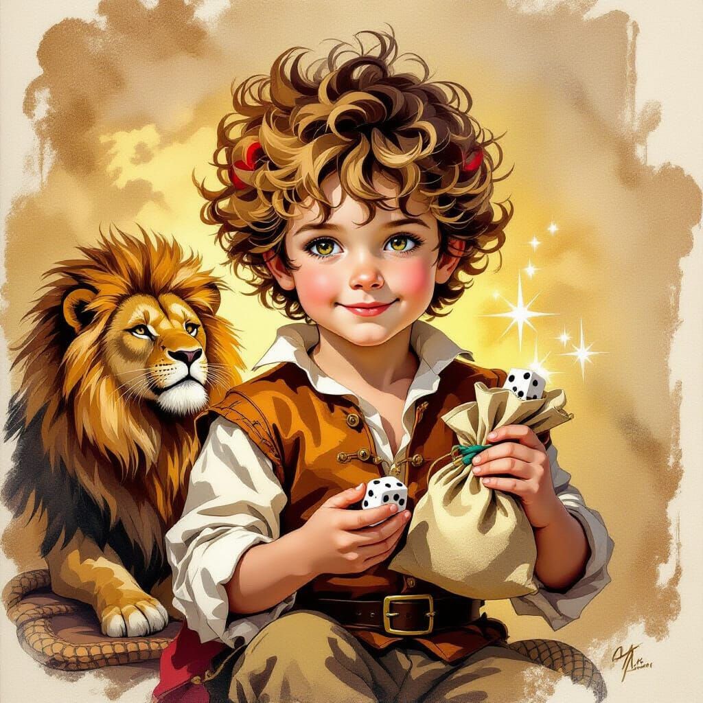 Renaissance Boy with Dice and Serpent