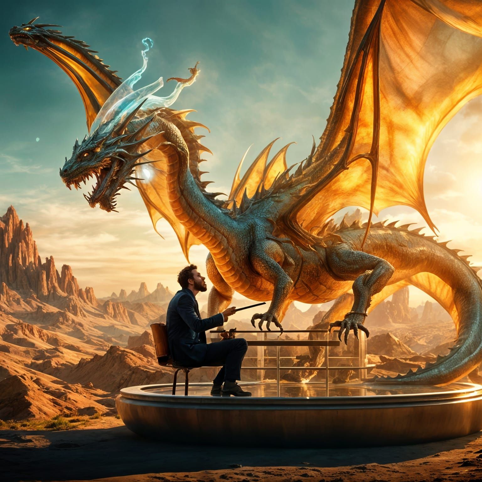 Glass Dragon Rider in Cosmic Flight