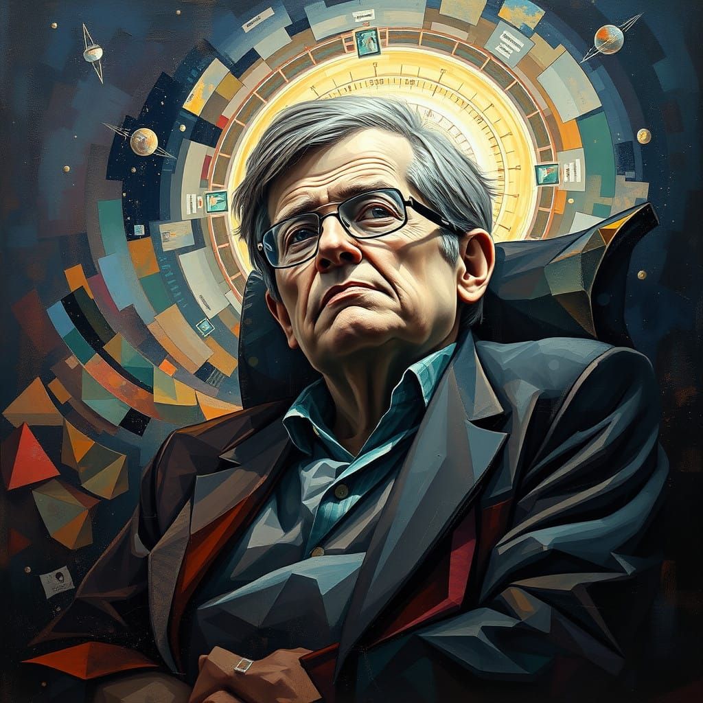 Divine Hawking in Cosmic Cubist Splendor