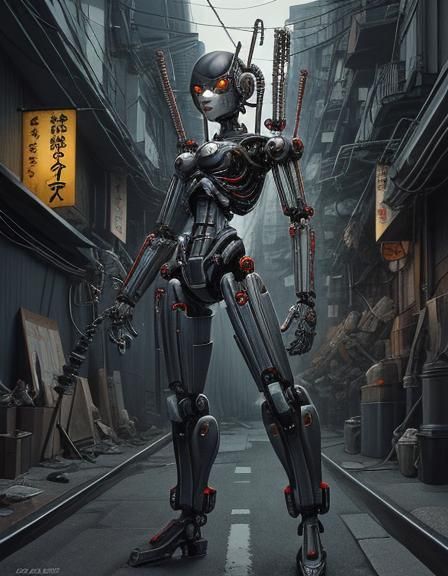 Big Head, Small Body, Big Eyes, Chibi, Robotgirl. 90's dark ...