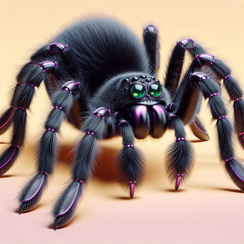 3D Animated Hairy Spider with Purple Details