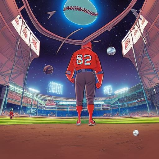 Epic Space Baseball Game, Comic Book Art