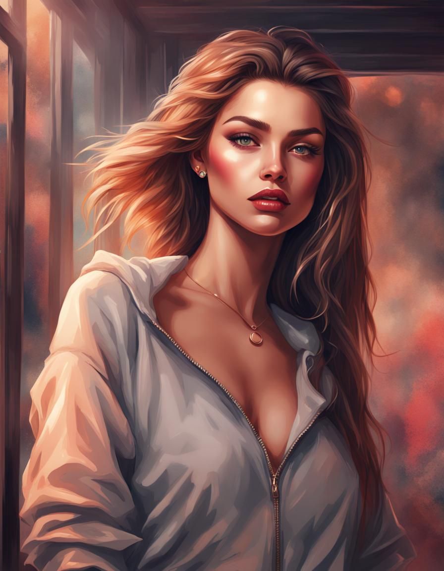 Stunning Grunge Art Illustration of a Beautiful Girl