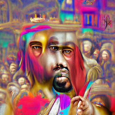 Renaissance-Style Digital Illustration: Jesus is King
