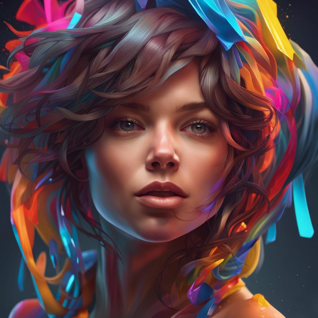 Colorful Mind Portrait in Hyperdetailed Digital Art