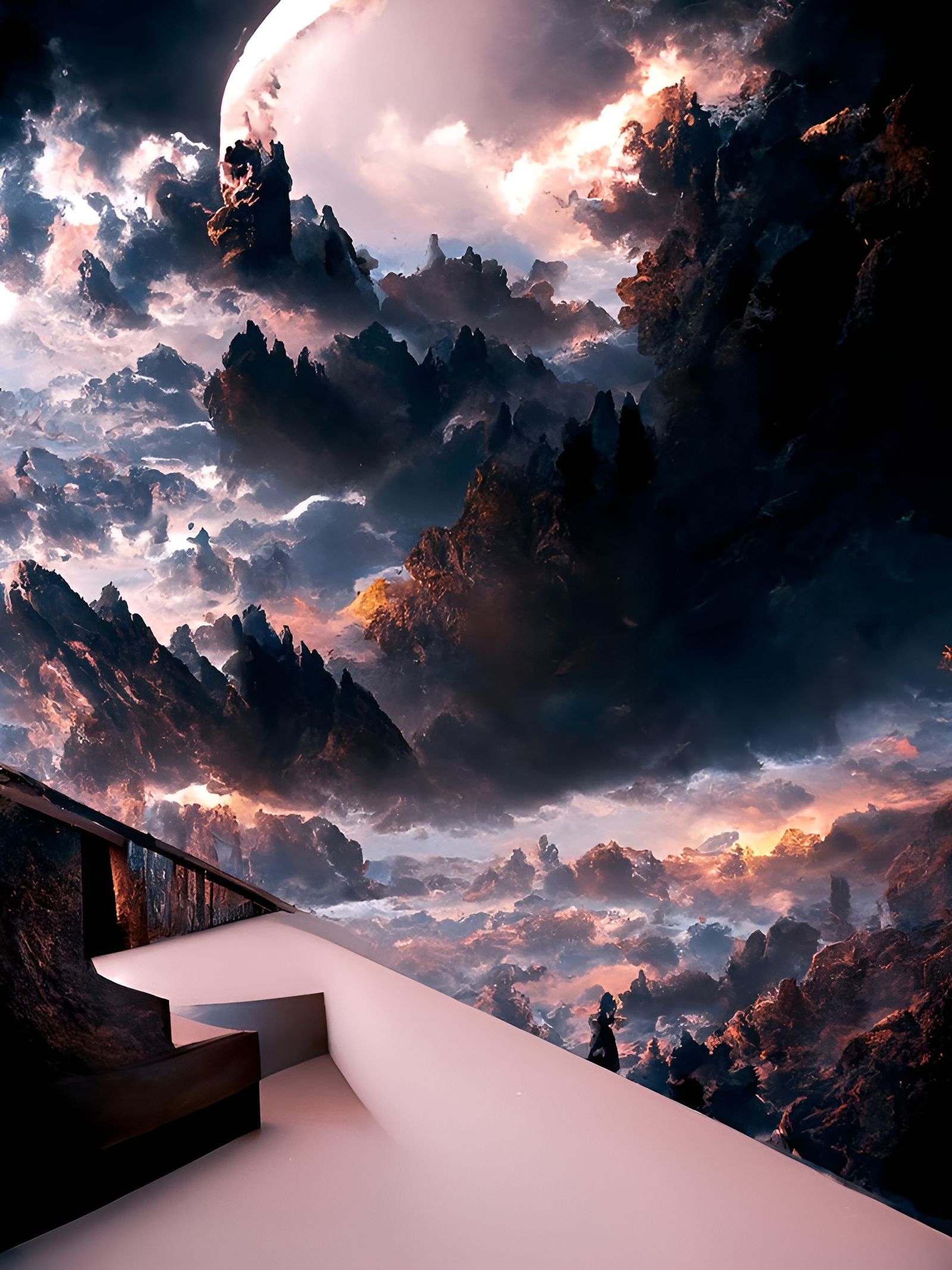 Sinister Stairway to Infinity in Romanticism Style