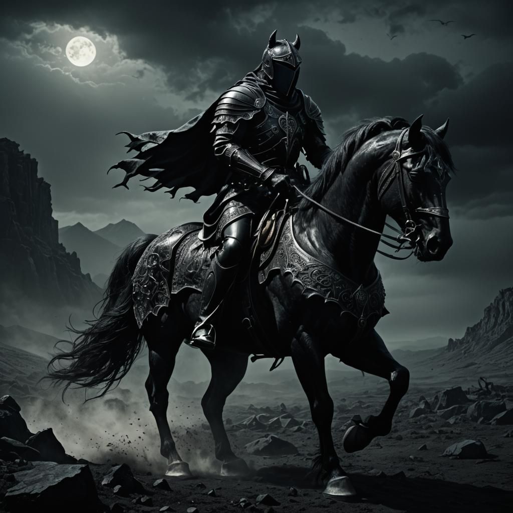 Der einsame Ritter im Mondlicht”