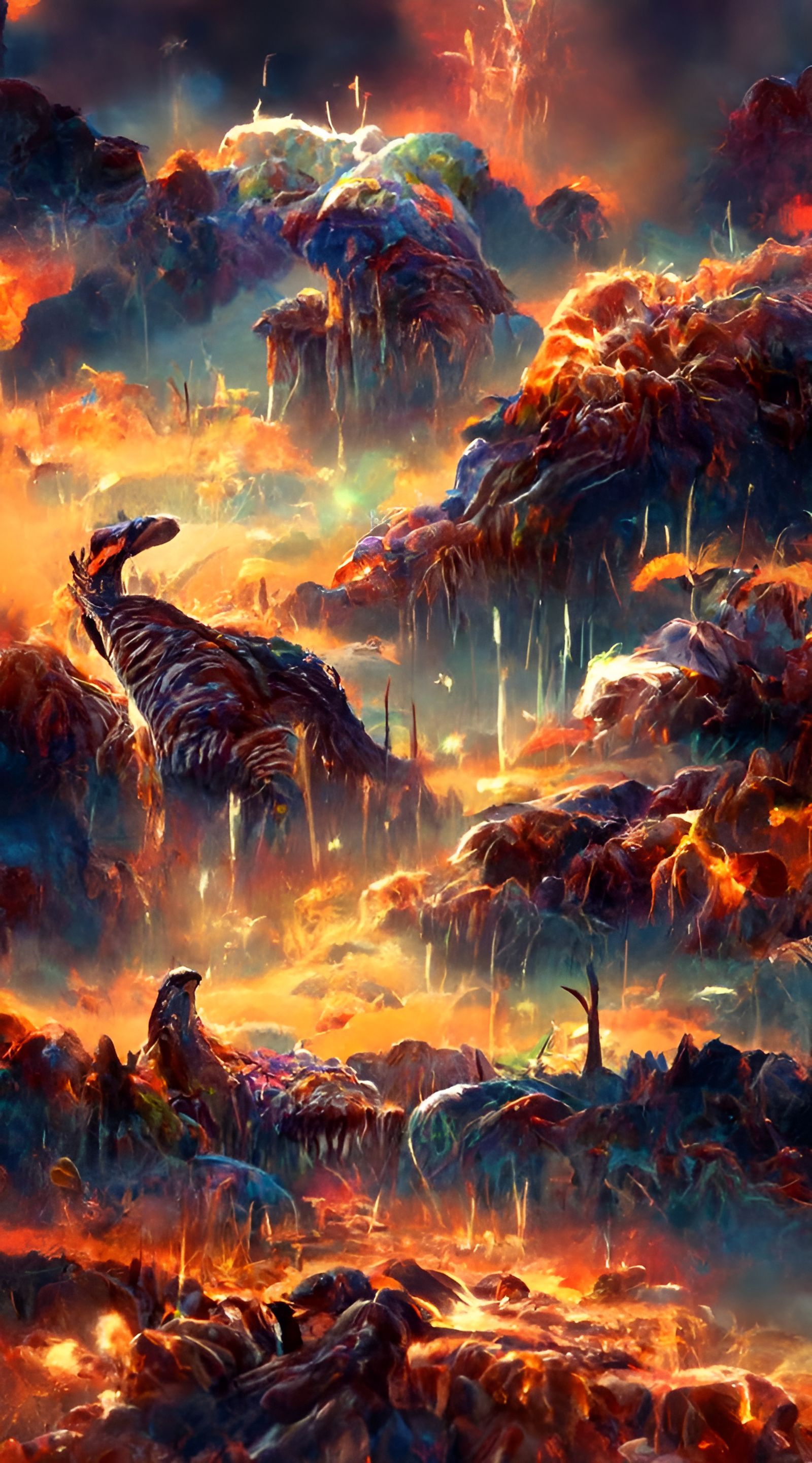 Colorful Cretaceous Era Comic Art in 8k