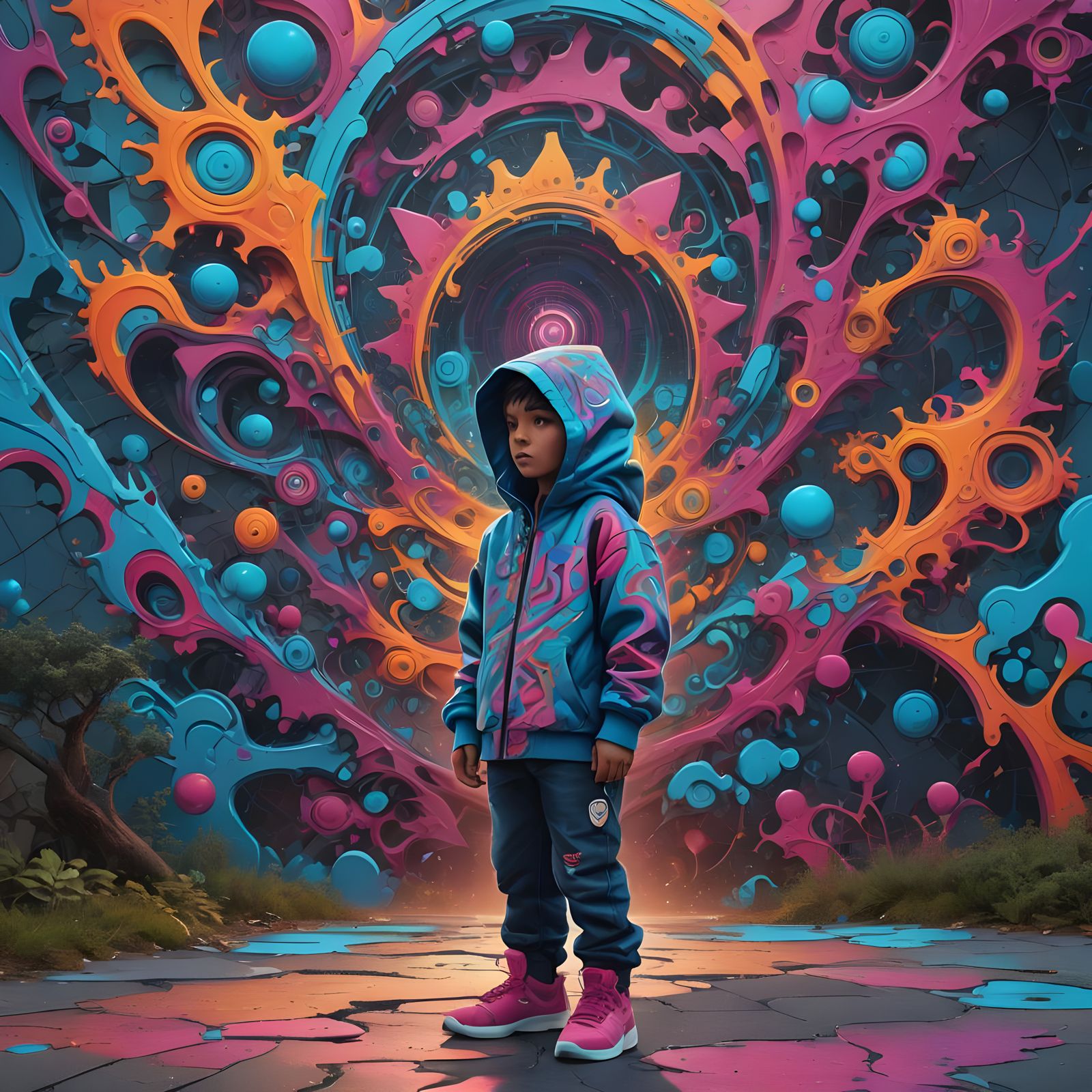 Fractal Hoodie Art for ChromaDepth 3D Glasses