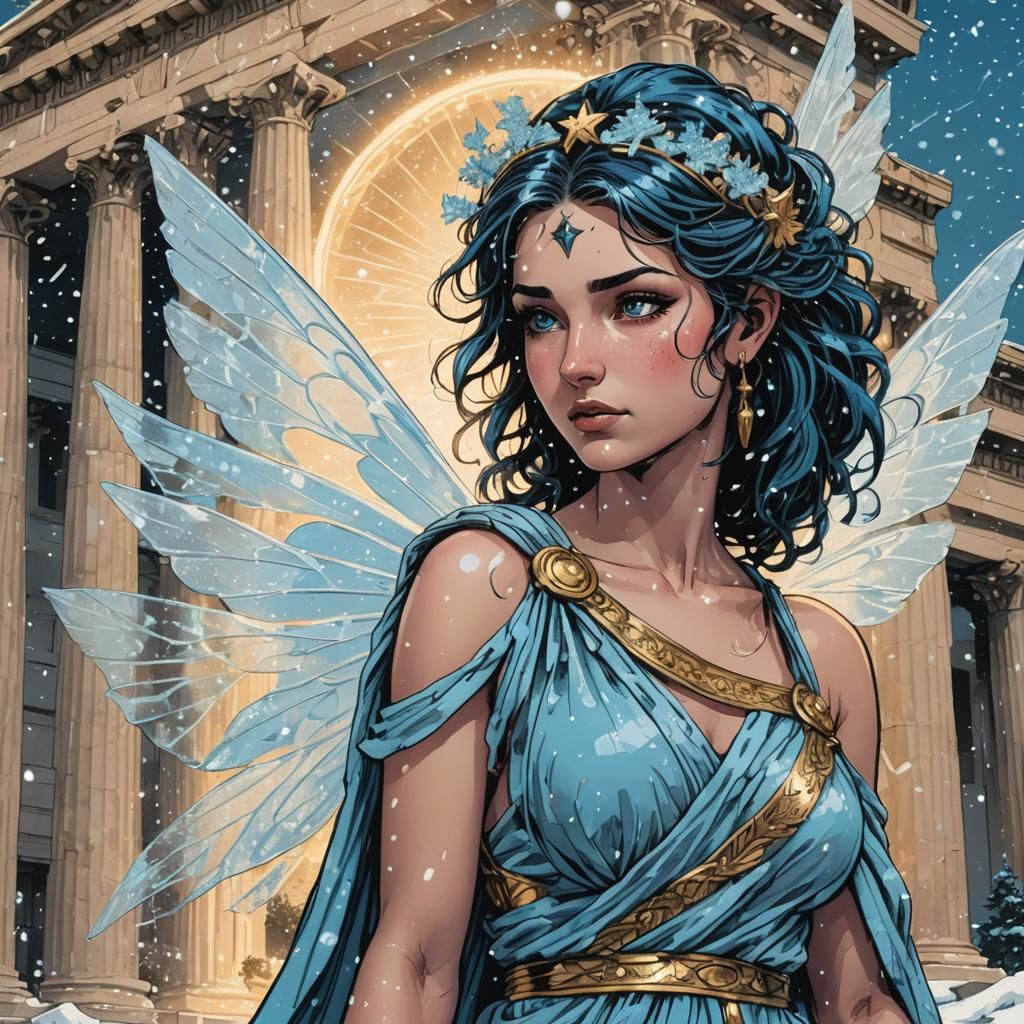 Icy Winter Fairy in Ancient Greece Comic Art
