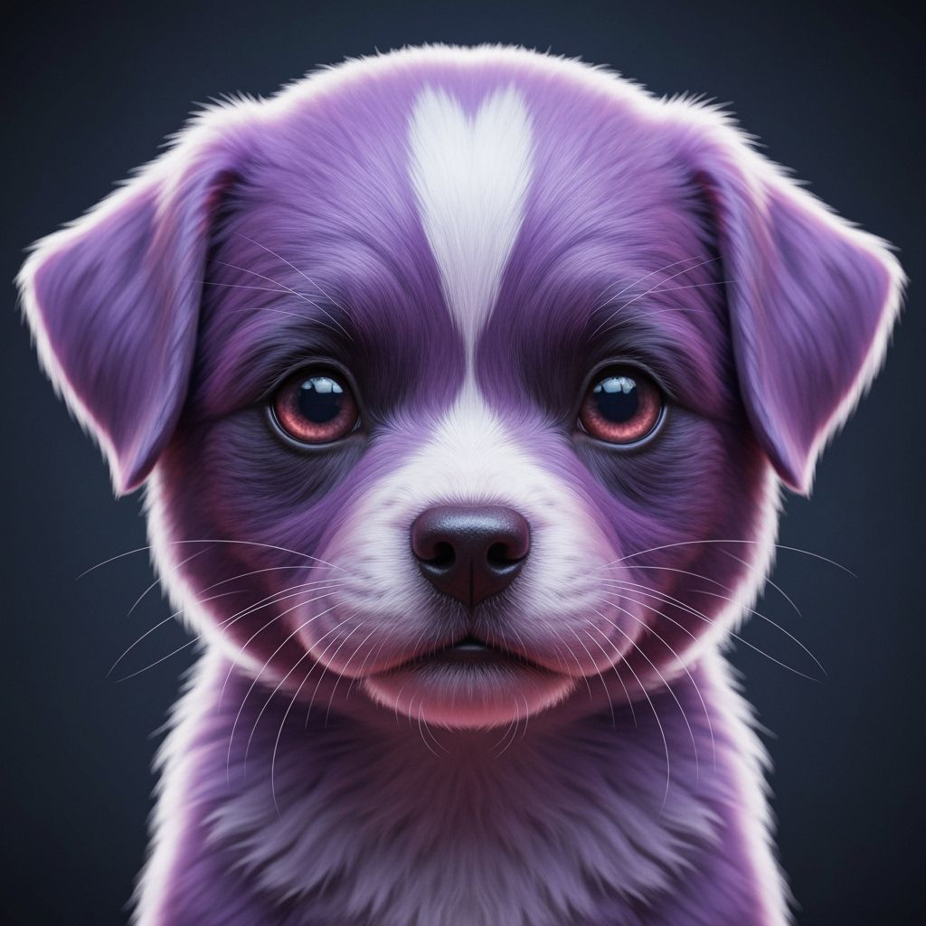 Adorable Violet Puppy in Fantastical Concept Art Style