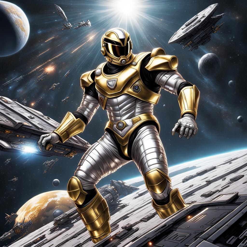 Hyperrealistic Space Hero in Super Sentai Style