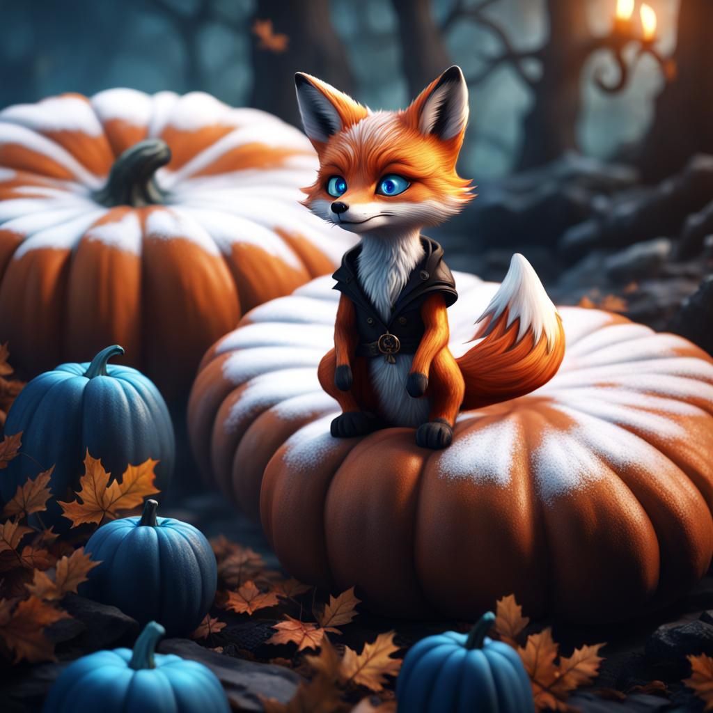 Halloween Fox: Striking 4K Artistic Matte Painting