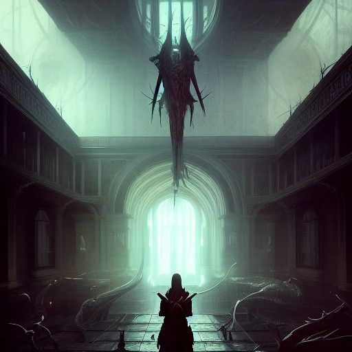 Dark Fantasy Concept Art in Purple and Yellow