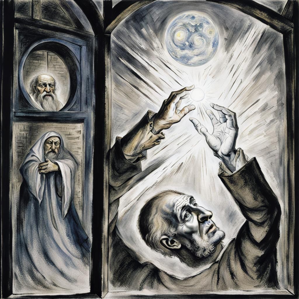 Fantastic Sorcerers Conjuring Light, Surreal Art