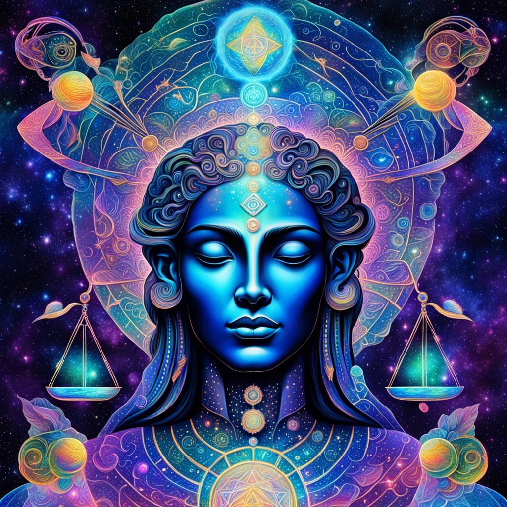 Holographic Astral Illustration: Power in Libra