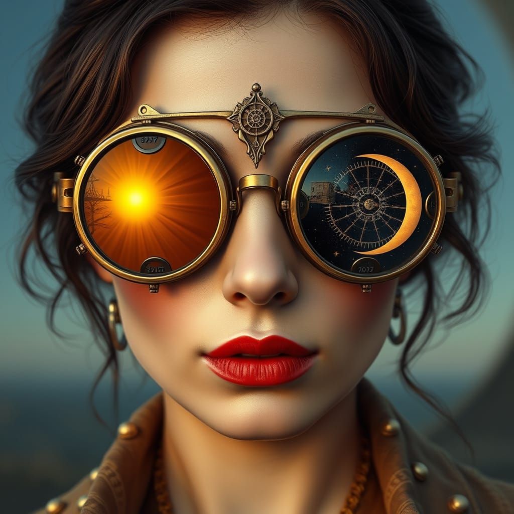 Steampunk Beauty with Celestial Reflections