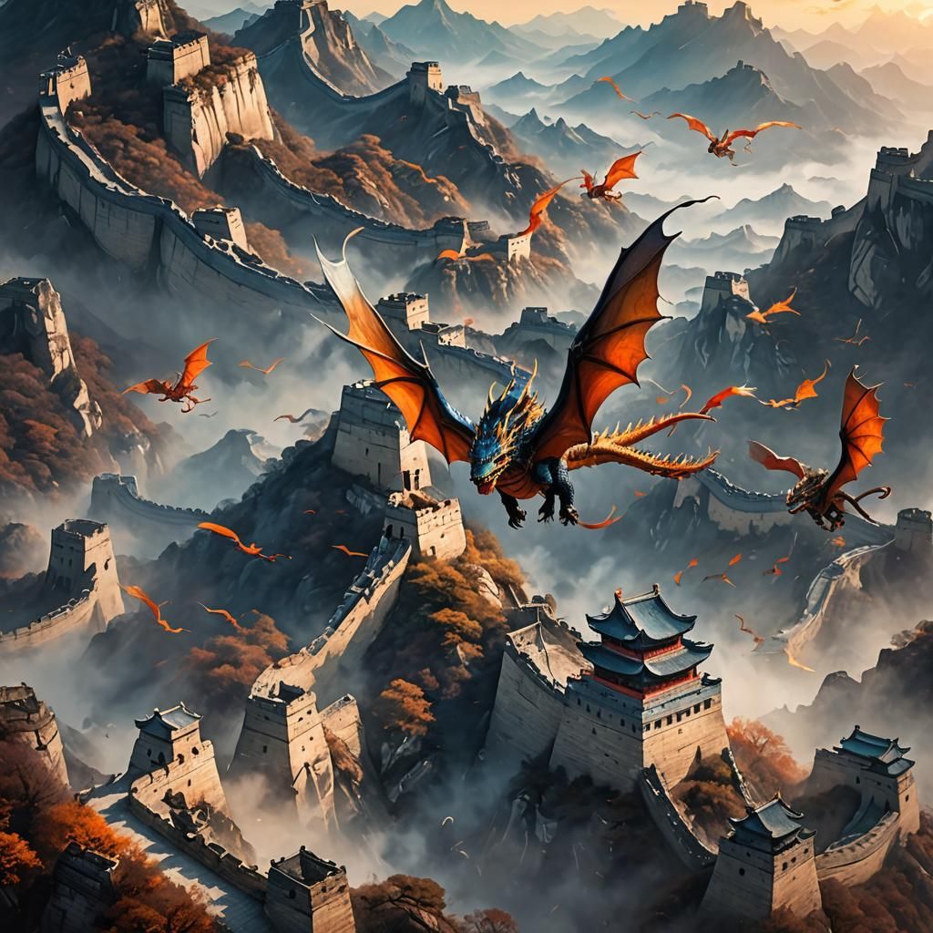 Dragons Over Great Wall: Fantasy Concept Art
