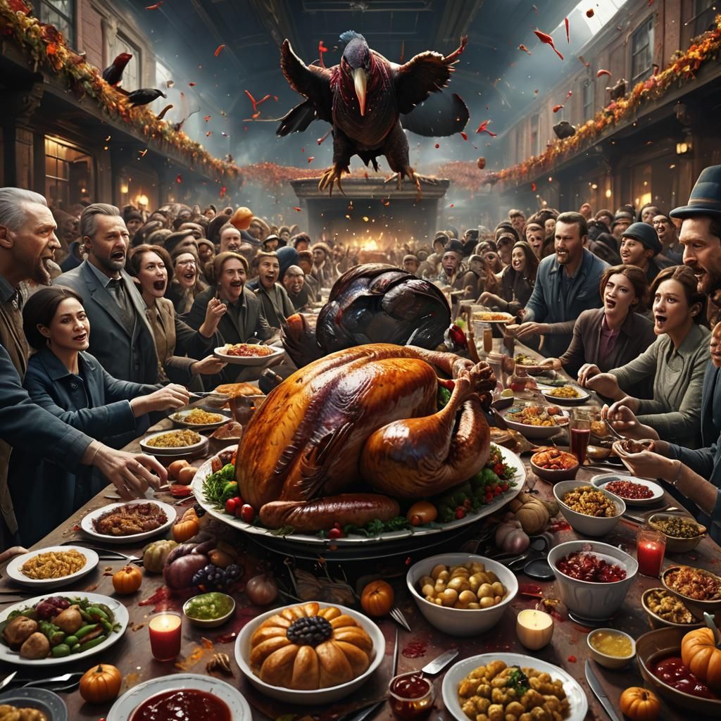 Alien Thanksgiving: A Horrifying Feast in Matte Painting Sty...