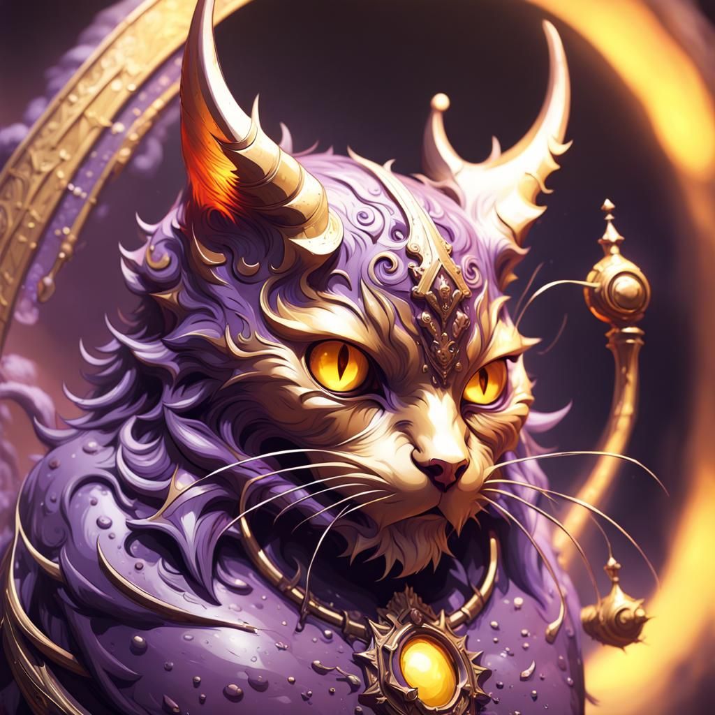 Hyperdetailed Devil Cat Concept Art in Dark Fantasy Style