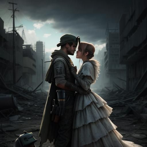 Post-Apocalyptic Kiss: Tippi and Luigi Portrait
