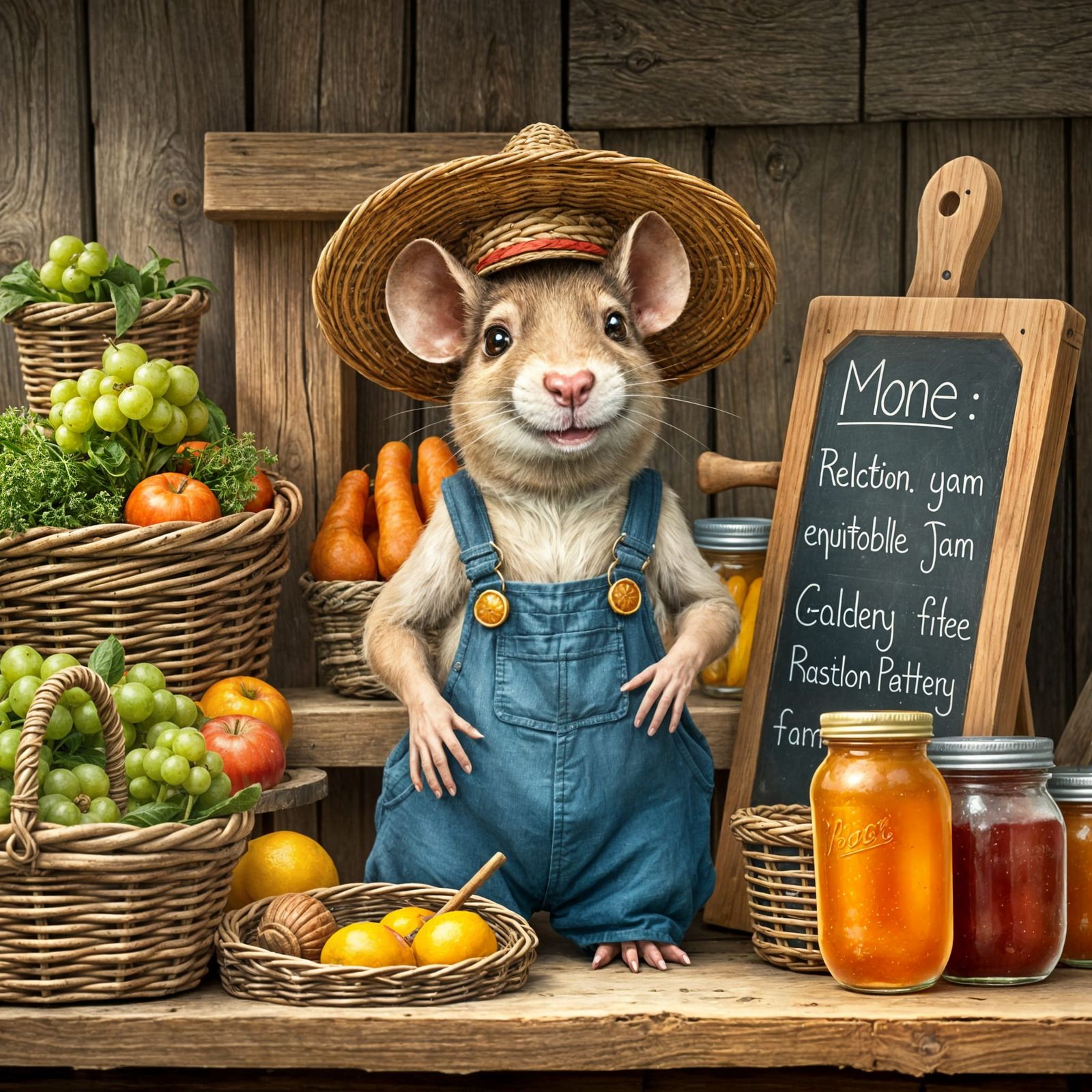 Anthropomorphic Rat Farmer's Market Stand