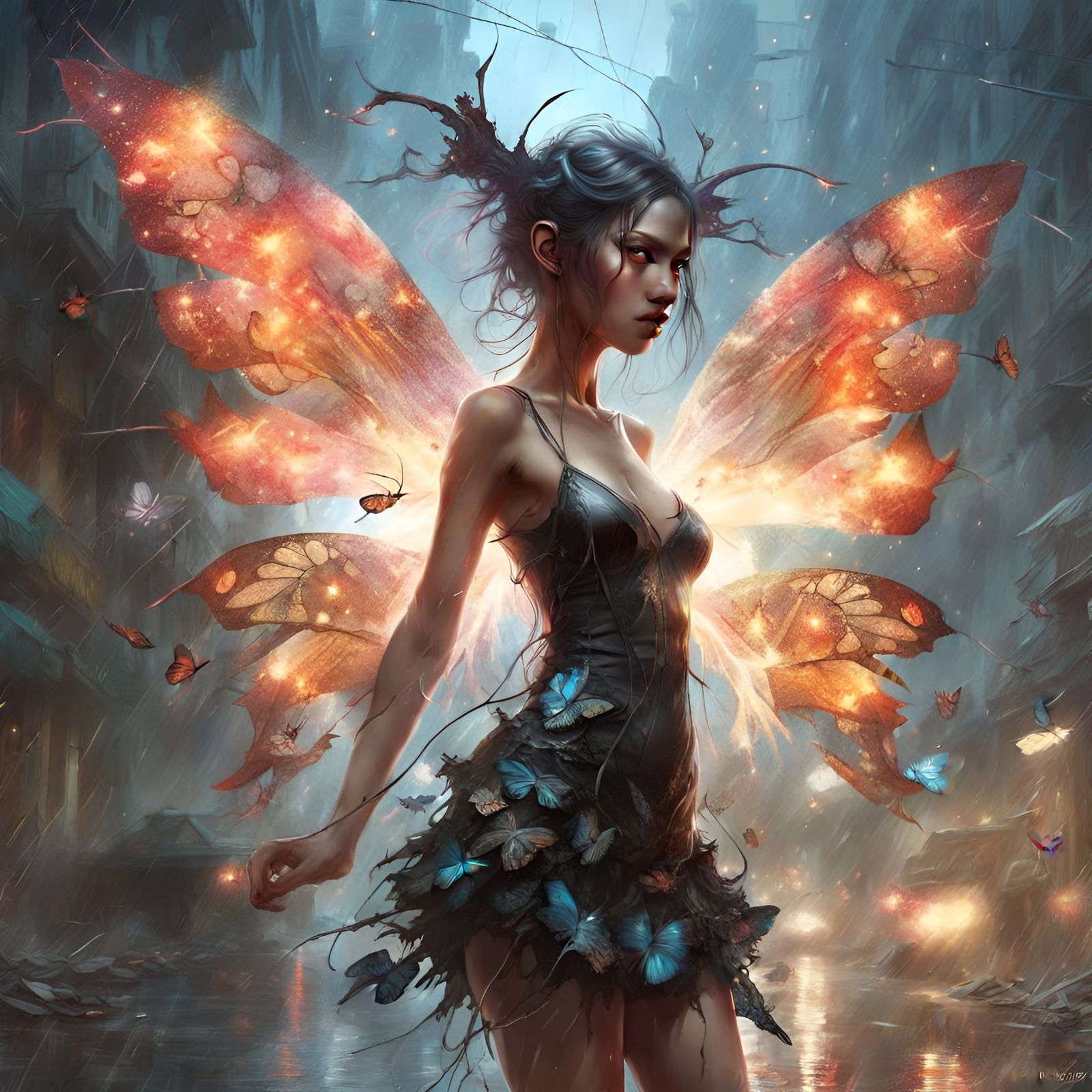 Faerie Emerges from Lightning Strike in Hyperdetailed Art