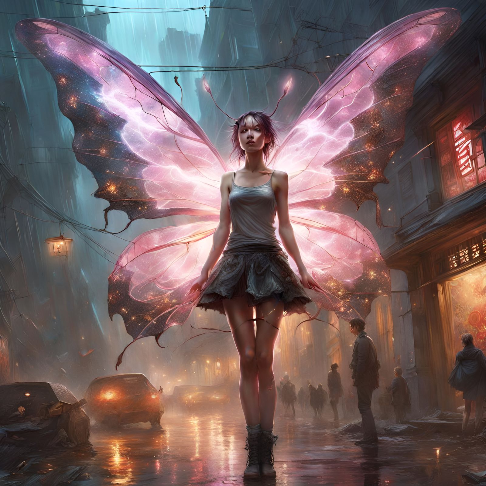 Faerie Emerges from Lightning Strike: Digital Art