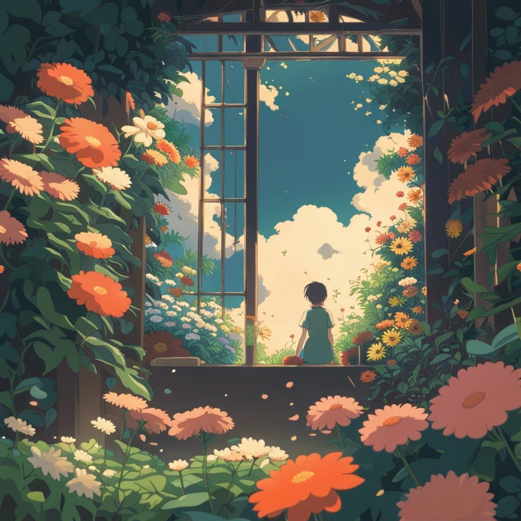 Studio Ghibli Flower Pattern in Anime Key Visual