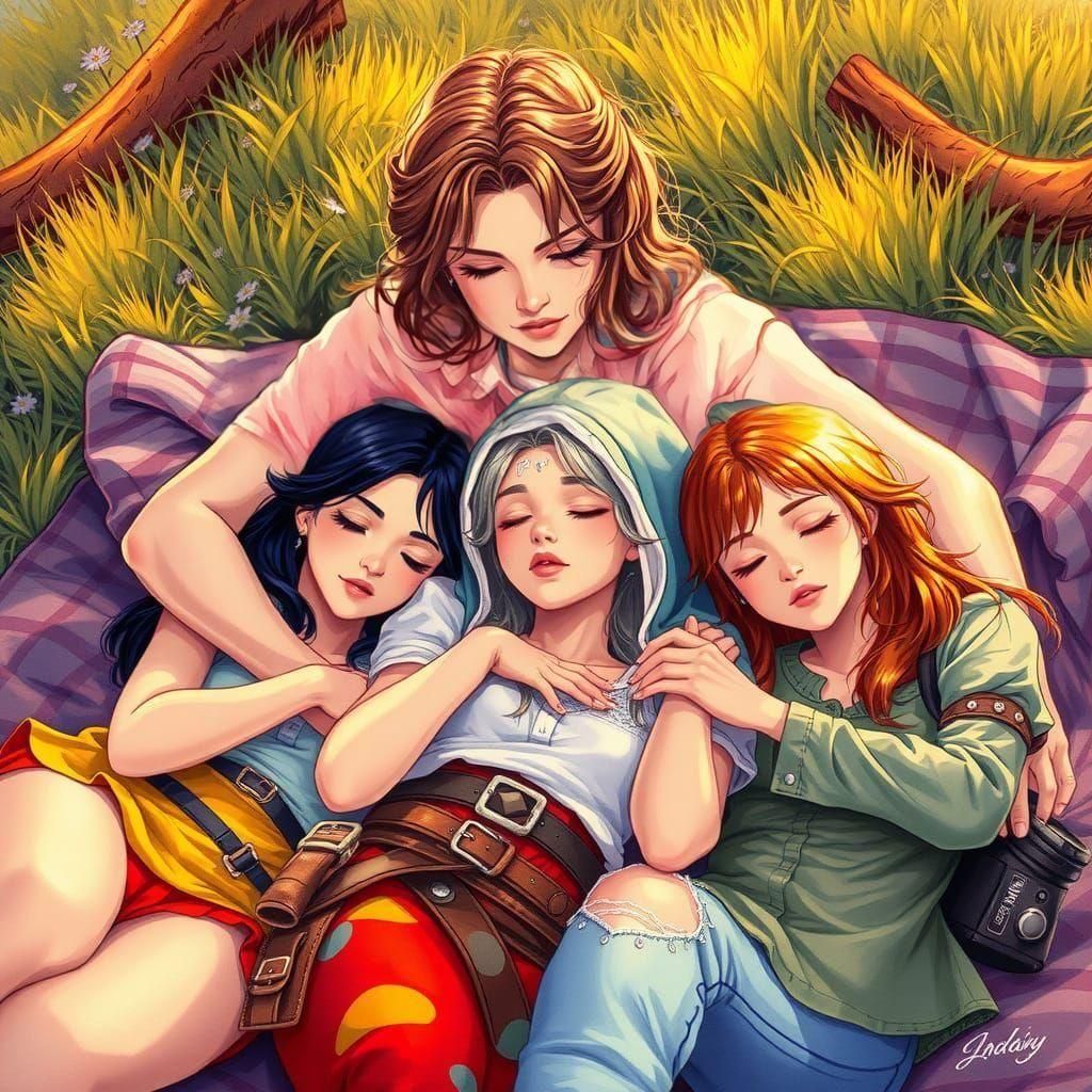 Vibrant Watercolor Anime Woman in Pink Shirt