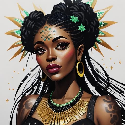 (Lora : Sparkle) beautiful face, Black Acid ink, Adorable Ja...