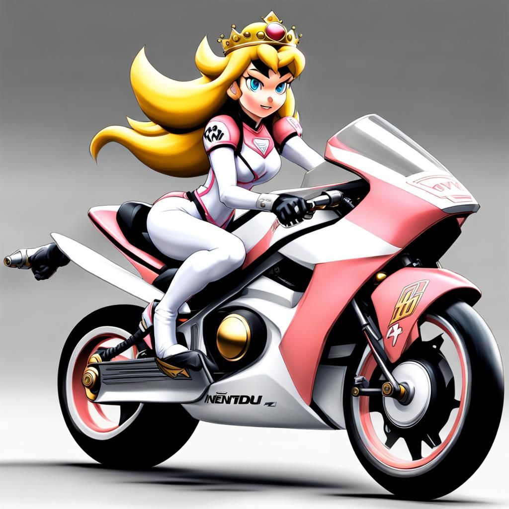 Princess Peach: Realistic Biker Girl in Racing Gear