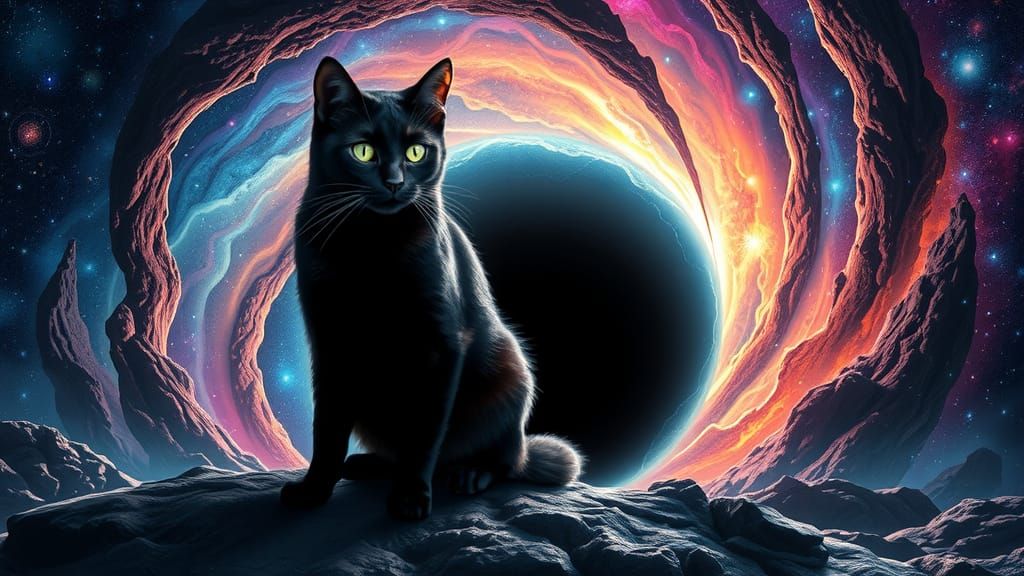 Cosmic Black Cat at a Black Hole