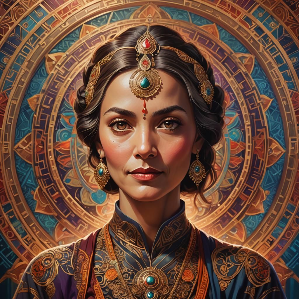 Art Deco Portrait of a Wise Yoga Guru