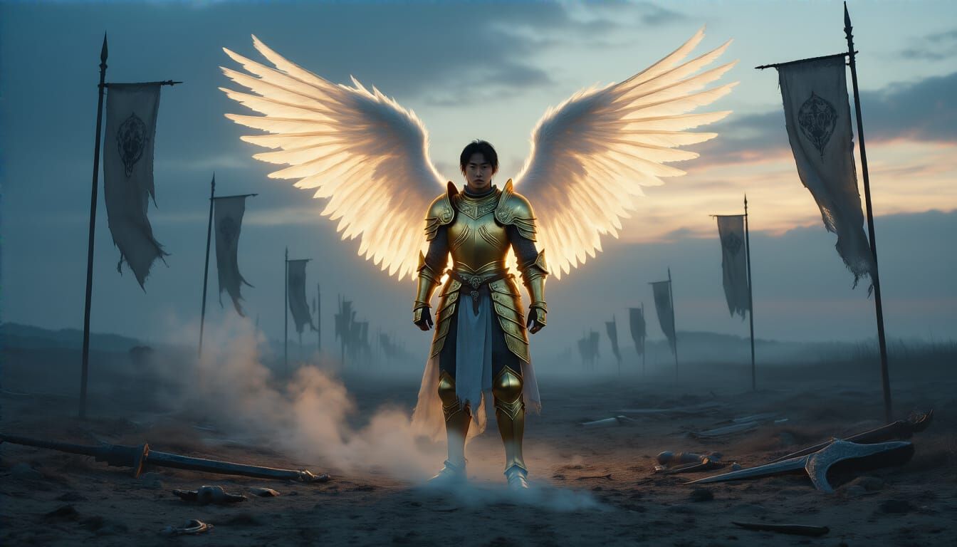 Angelic Knight on Windswept Battlefield