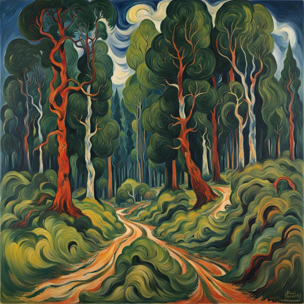 Eldritch Forest in Expressionist Style