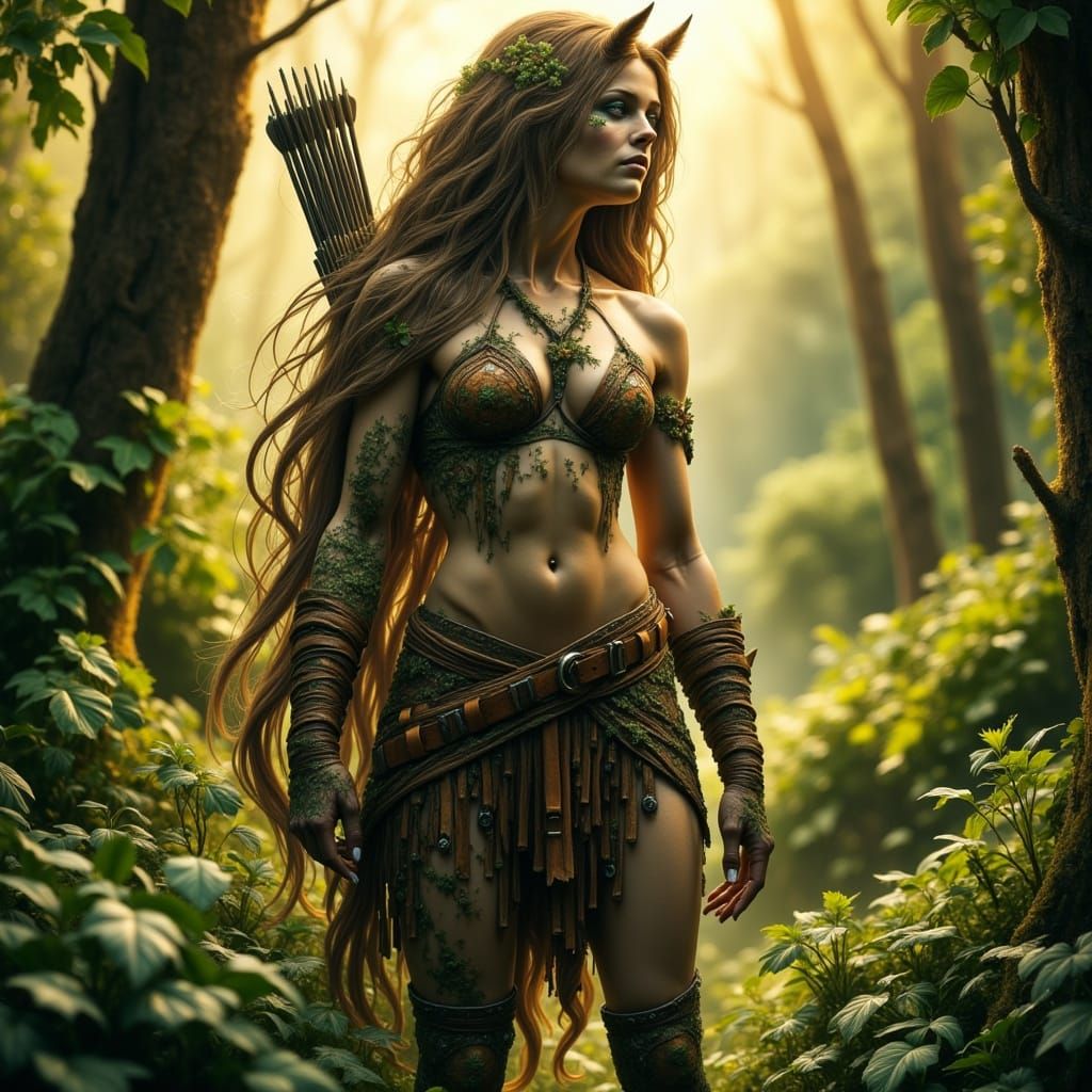 Majestic Centaur Woman in Lush Forest Glade