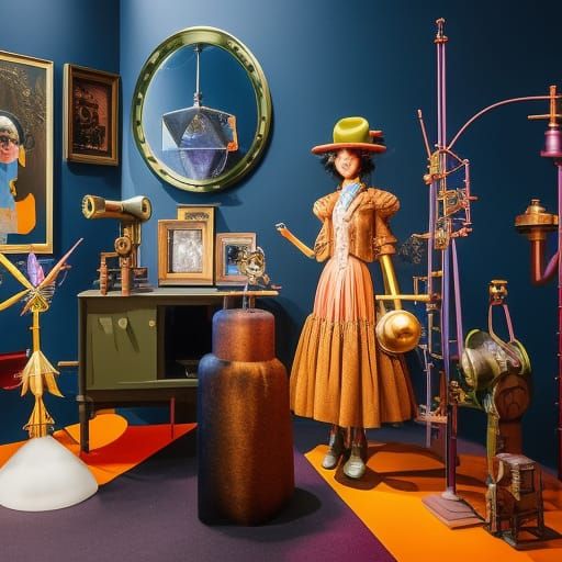 Dieselpunk Diorama: Fluffy-Haired Girl's Art Studio