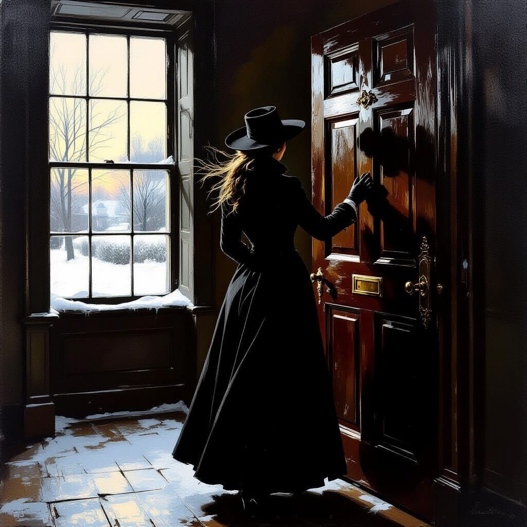 Woman in Winter Wind: Baroque-Style Portrait