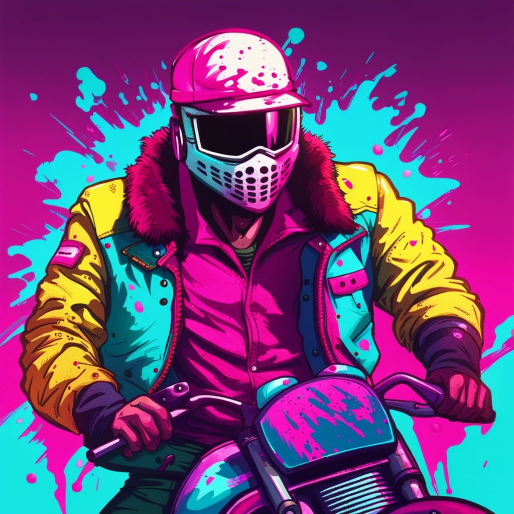 Hotline Miami Biker with Butcher Knife in Cel Shading