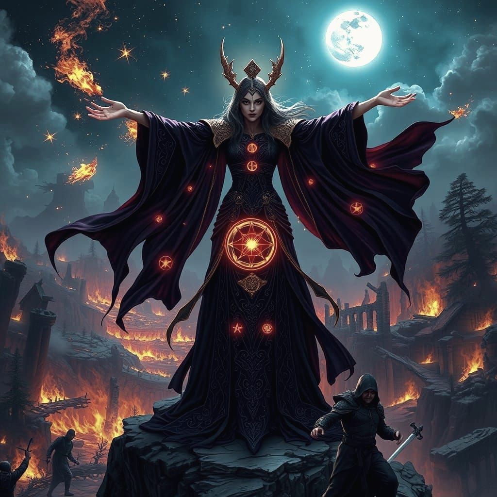 Sorceress of Cosmic Chaos: Dark Fantasy Art