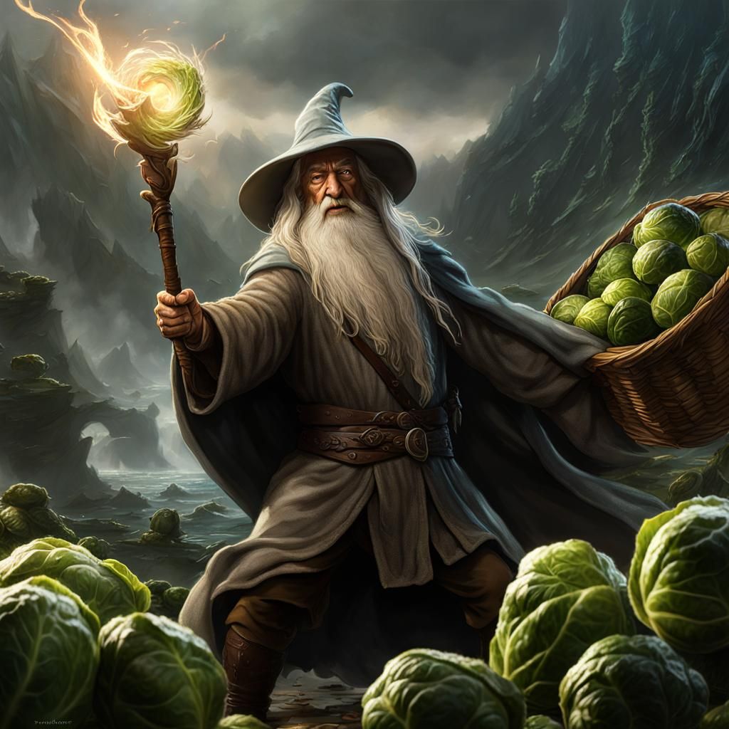 Gandalf's Veggie Battle: Brussels Sprouts Balrog in 8K
