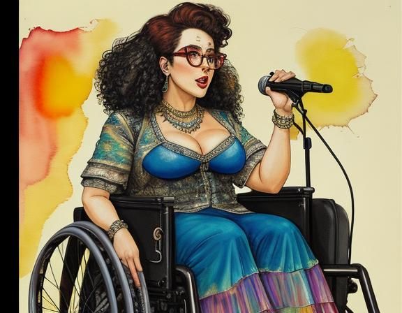 Confident Singer on Stage, Expressive Watercolor Painting