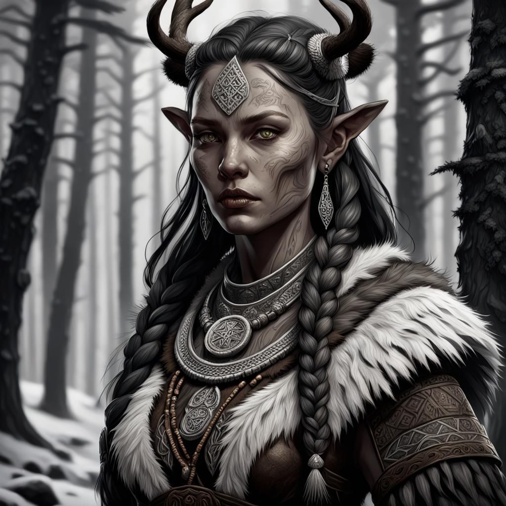 Nordic Druid Portrait in Dark Fantasy Style