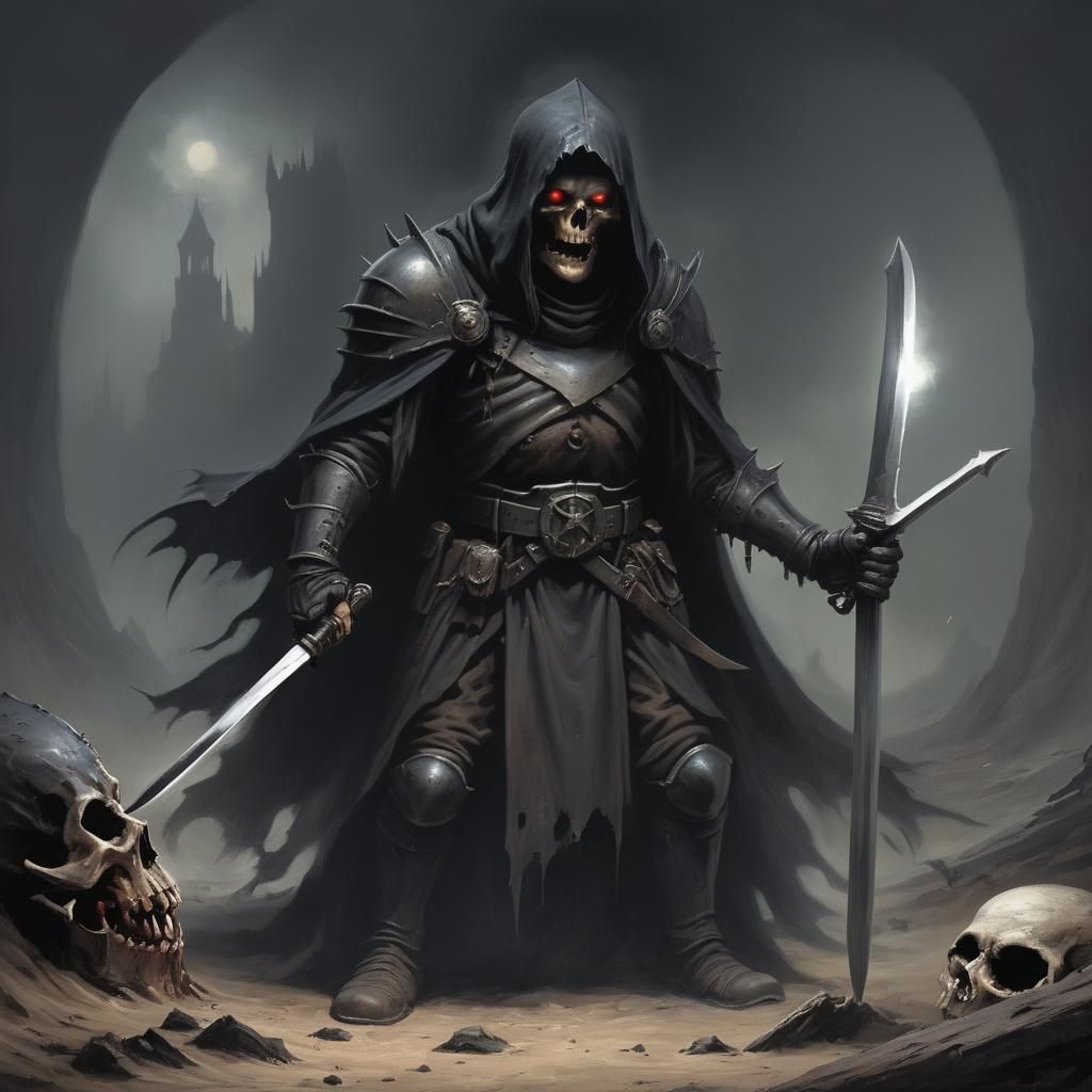 Grimdark Warrior in Desolate Landscape