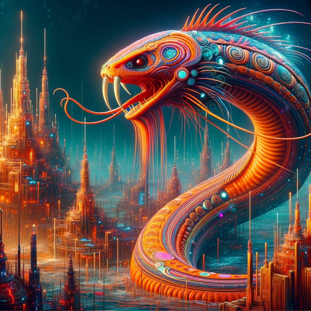 Neon Samurai Eel in Underwater City