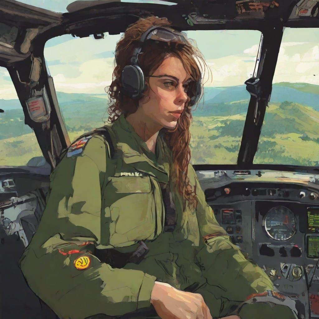 Gritty Female Helicopter Pilot in Vietnam War Era Huey