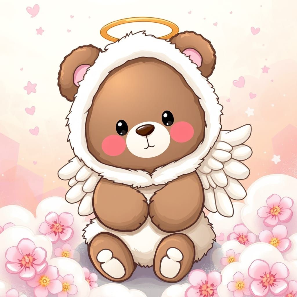 Cute Anime Bears in Angel Costumes