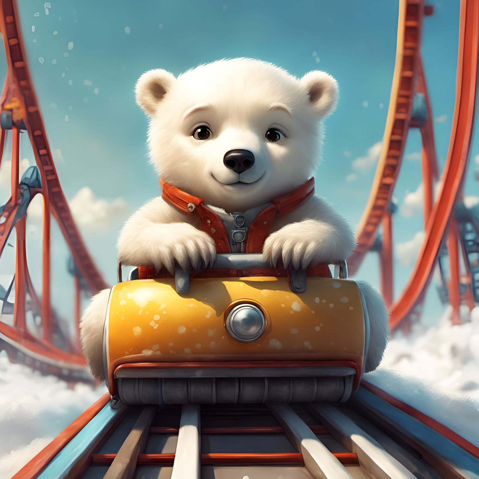 Chibi Polar Bear on a Roller Coaster